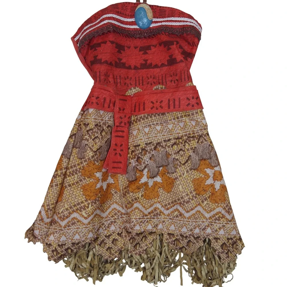 Disney Moana Costume Dress 4-6X With Working Singing Magical Seashell Necklace